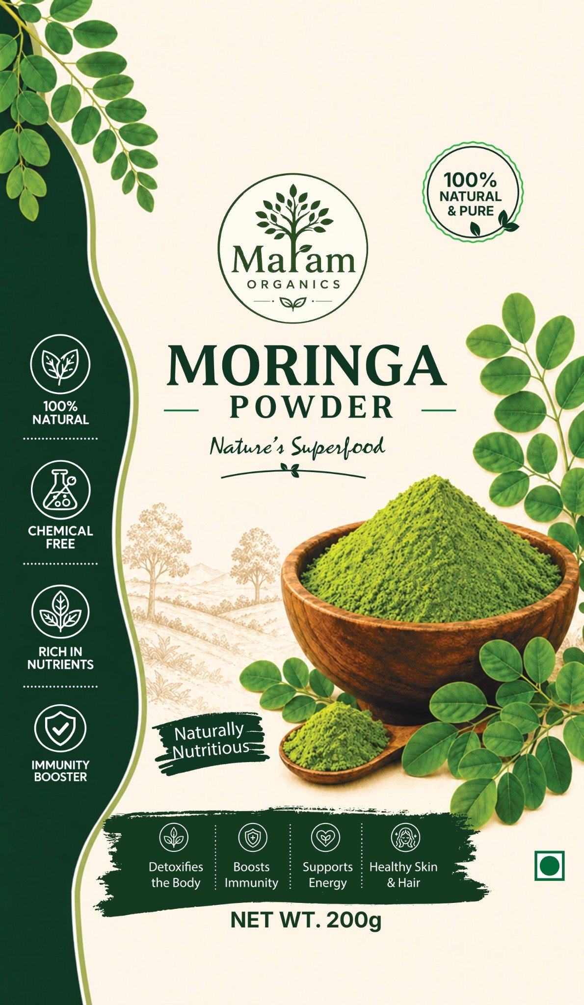 Moringa Powder label front